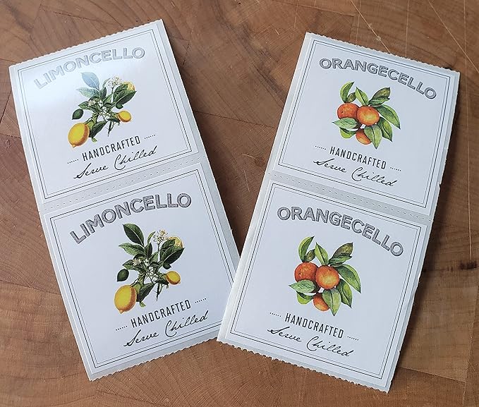 Limoncello Labels, Shadow Style, 2" X 2" Square (12)