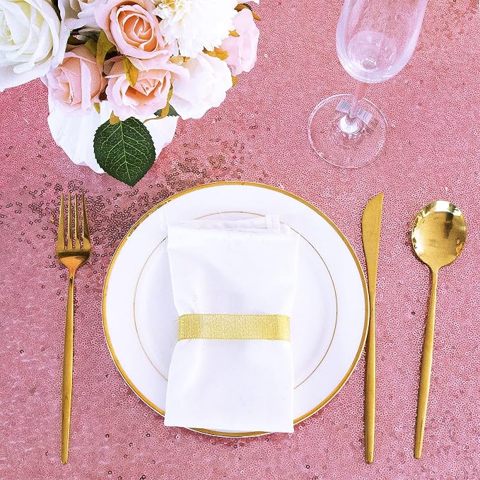 B-COOL Sequin Tablecloth Party Tablecloth Rectangular Seamless Sequin Table Cloth Overlay Glitter Wedding Birthday Bridal Shower Decorations-90x156inch Fuchsia Pink