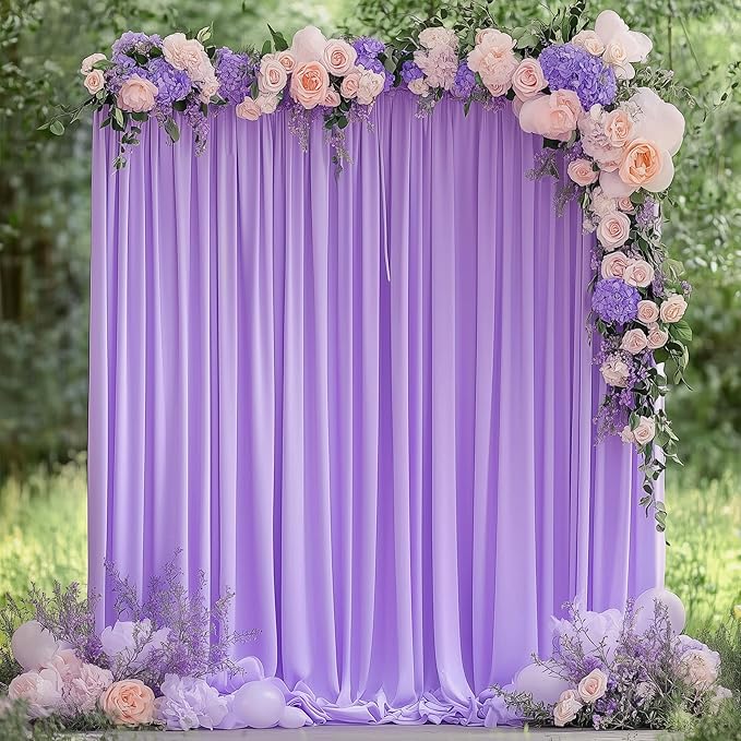 Wokceer Lavender Purple Backdrop Curtain for Parties 10x8FT Photo Backdrop Drapes for Wedding Party Curtain Backdrop for Photoshoot Baby Shower Birthday Photography Background 2 Panels 5x8FT