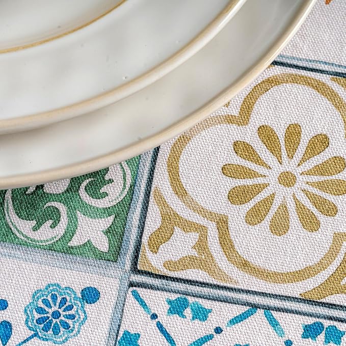 Maison d' Hermine Table Cloth Round Table 100% Cotton 69 Round Inches Tablecloth Reusable Decorative for Dining Kitchen Room Farmhouse Party Home Hotel Restaurant Spring Summer - Agrume