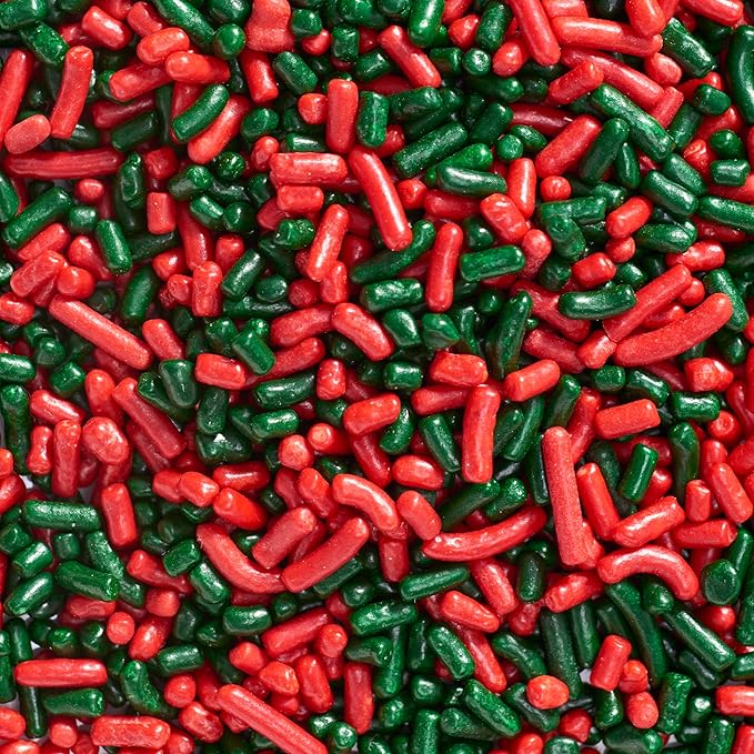 DECOPAC Candy Sprinkles, 26oz, Red & Green Sprinkle Mix, Fancy Sprinkles in Handheld Container, Edible Sprinkles For Holiday Celebration Cakes, Cupcakes, Cookies - Red & Green