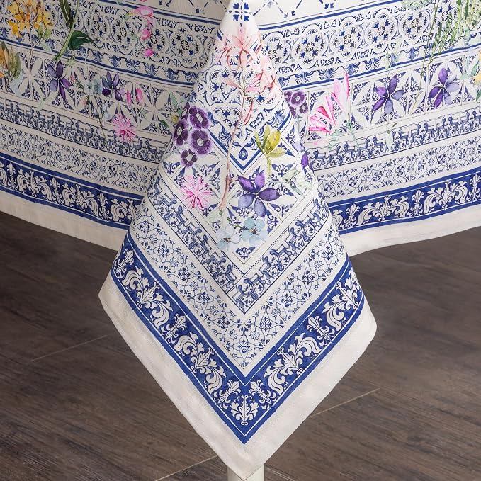 Maison d' Hermine Table Cloth Rectangle Table 100% Cotton 60 x 108 Inches Tablecloth Reusable Decorative for Dining Kitchen Room Farmhouse Party Home Hotel Restaurant Spring Summer - Faience