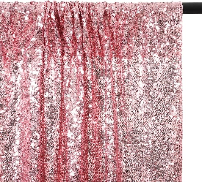 Poise3EHome Fuchsia Pink Sequin Backdrop,8FT x 10FT Sequin Photography Backdrop Curtain for Party Decoration