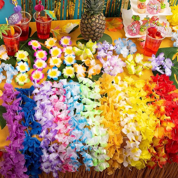 JOYIN Toy 12 Counts Hawaiian Leis Bulk, Tropical Flower Lei Hawaiian Lei Beach Hawaii Luau Party Favors Decoration Birthday Party Supplies