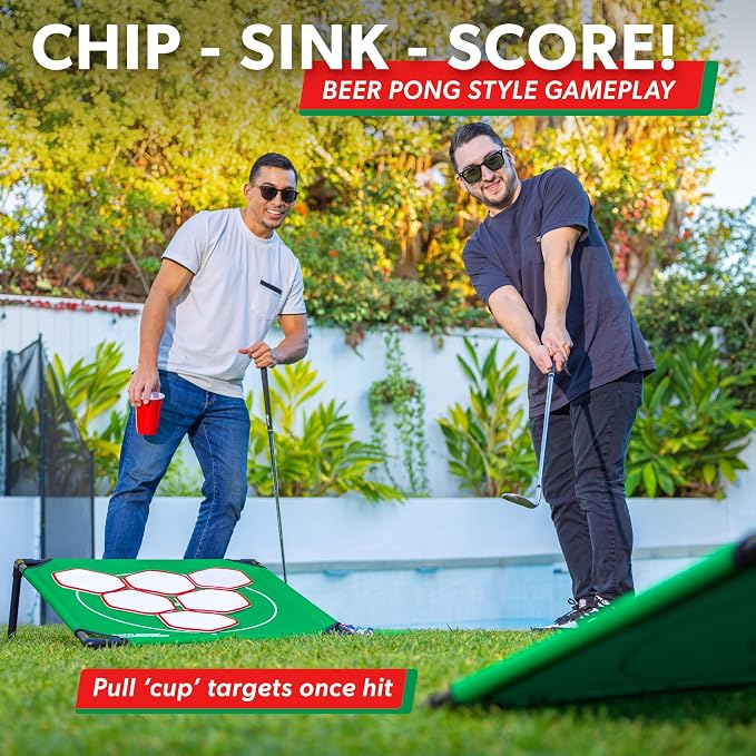 GoSports BattleChip Pong Chipping Golf Games for Adults and Families - Outdoor & Indoor Golf Game Set - Home, Backyard, Lawn, Beach, & More