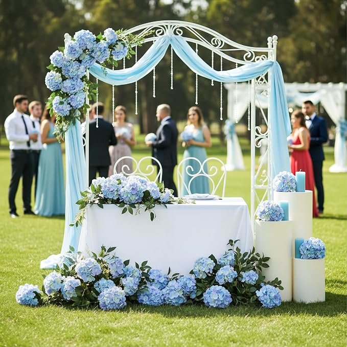 Auihiay 64 PCS Full Artificial Hydrangea Flowers, Blue Purple Silk Hydrangea Heads with Stems, Fake Flowers for Wedding Centerpieces, Baby Shower, Home, Garden, Party Decoration (Blue Purple)