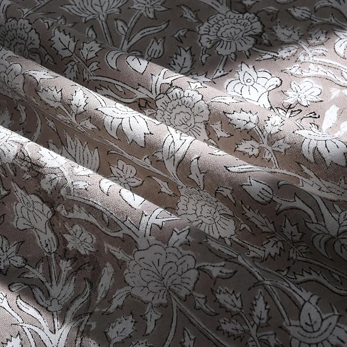Ridhi Round Tablecloth Hand Block Print 100% Cotton Reusable Taupe 132 Inch Table Cover Decorative Everyday Use for Dining, Home, Party, Wedding, Farmhouse, Party Gift for Spring, Mother's Day