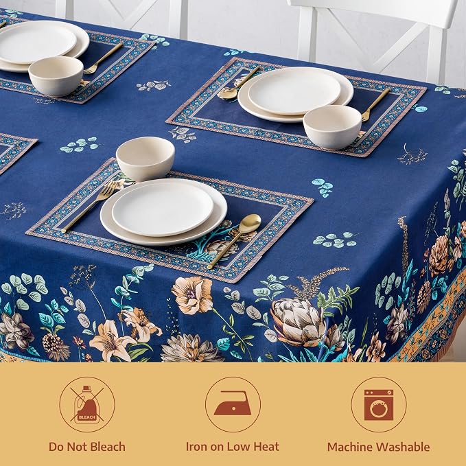 Maison d' Hermine Premium Table Cloth Rectangle Table 100% Combed Cotton 120 x 70 Inches Tablecloth Reusable Decorative for Dining Room, Farmhouse, Home, Party, Festive & Wedding - Artichoke