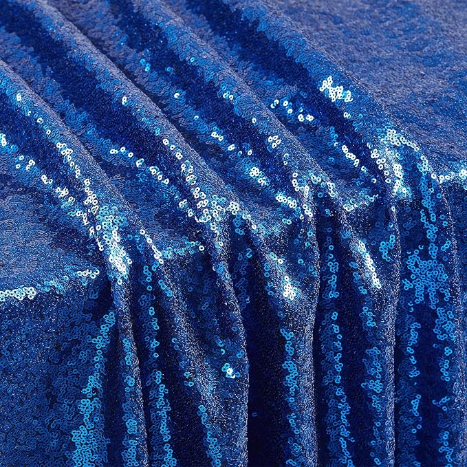 B-COOL Rectangle Tablecloth Blue Sequin Tablecloth Glitter Fabric 6ft Long Table Cloth for Wedding Party Dining Banquet Independence Day Tablecloths Decoration, 60x102 inch