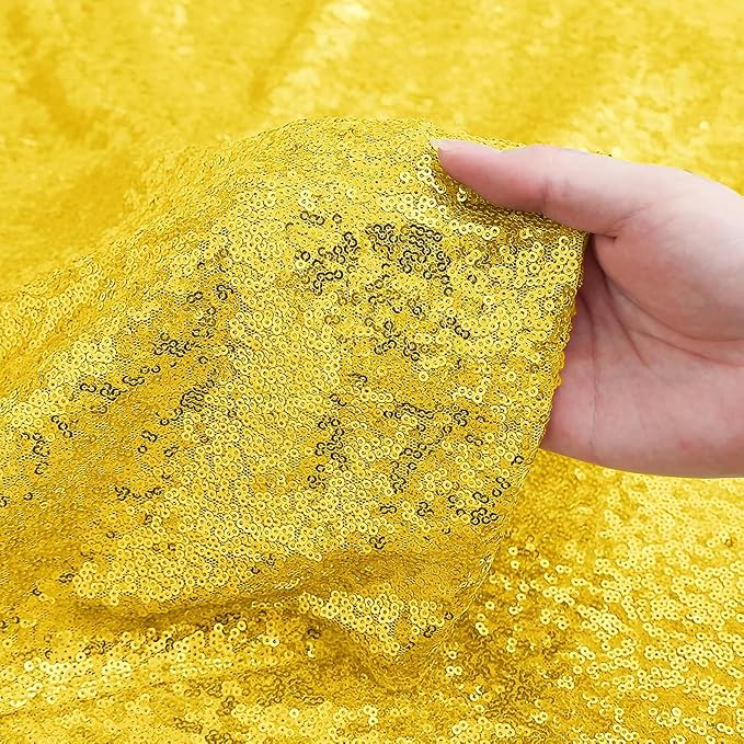 Sugargirl Golden Yellow Sequin Backdrop Curtain 6 Panels 2FTx8FT Glitter Golden Yellow Background Drapes Sparkle Photography Backdrop for Party Wedding Birthday Wall Decoration
