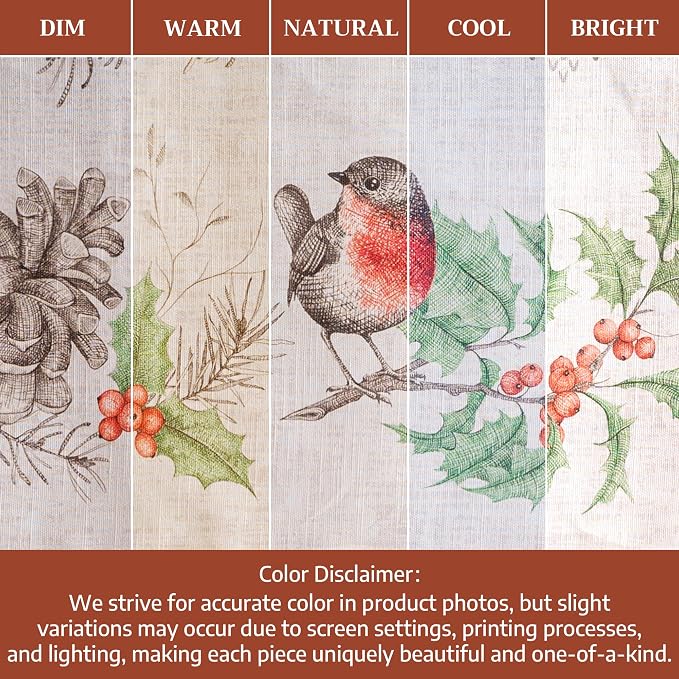 Maison d' Hermine Table Cloth Rectangle Table 100% Cotton 60 x 108 Inches Fall Tablecloth Reusable Everyday Use for Thanksgiving Christmas Decorations Dining Farmhouse Party (Christmas Dew)