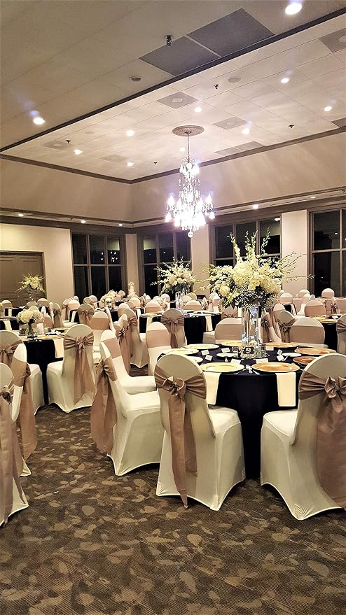 Obstal 50 PCS Burgundy Satin Chair Sashes Bows for Wedding Reception- Universal Chair Cover Back Tie Supplies for Banquet, Party, Hotel Holiday Event Decorations