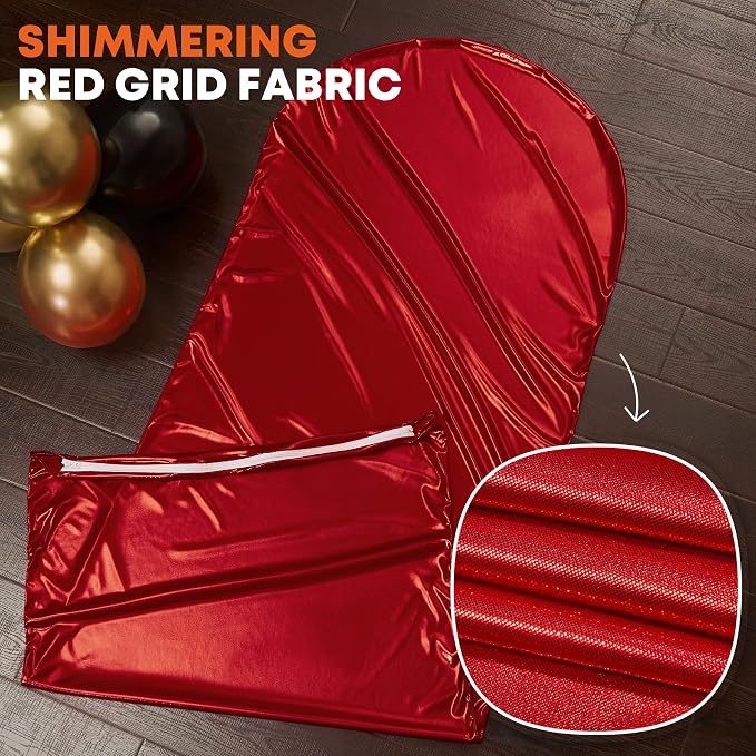 Shimmer Red Arch Backdrop Cover 7.2FT with Zipper,Thick Soft Stretchy Sequin Glitter Spandex Fitted Chiara Cover for Wedding Birthday Graduation Party Photo Backdrop