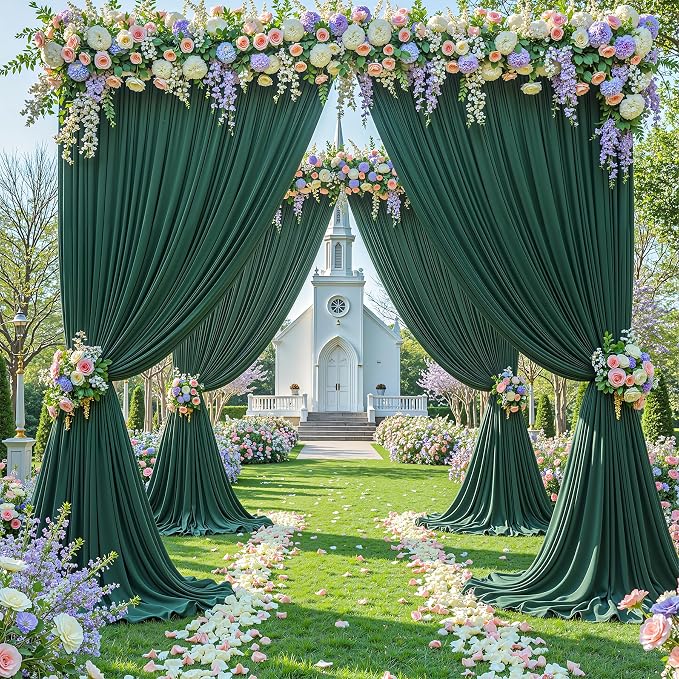 20ft x 15ft Hunter Green Backdrop Curtain Panels for Weddings - Wrinkle-Free Polyester Photo Drapes for Birthday Party, Photography Background, Stage Decor