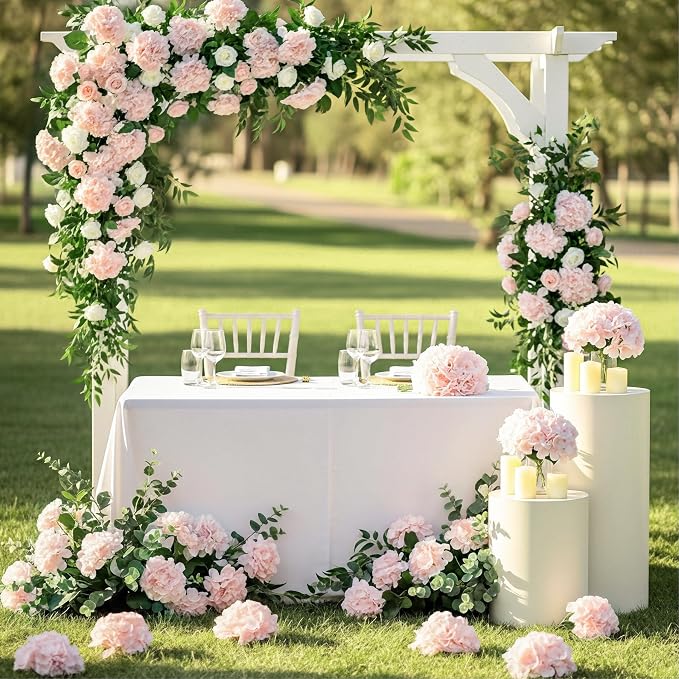 Auihiay 64pcs Hydrangea Artificial Flowers, Silk Hydrangea Heads with Stems, Pink Hydrangea Flowers for DIY Wedding Centerpiece Baby Shower Home Party Decor (Pink)