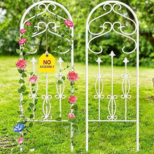 AMAGABELI GARDEN & HOME 2 Pack 60” x 18” Garden Trellis for Climbing Plants Outdoor Trellis for Climbing Roses Plant Trellis Vegetables and Flower Vine White Trellis for Ivy Cucumbers