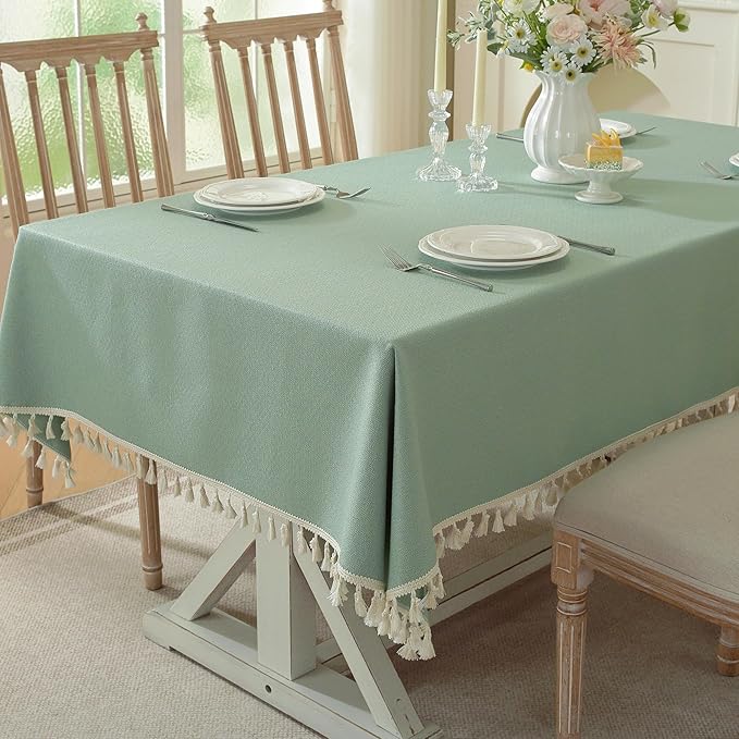 Table Cloth Rectangle Table with Waterproof, Spring Tablecloth with Tassel,Tablecloths for Protect Table Dining, Party and Camping