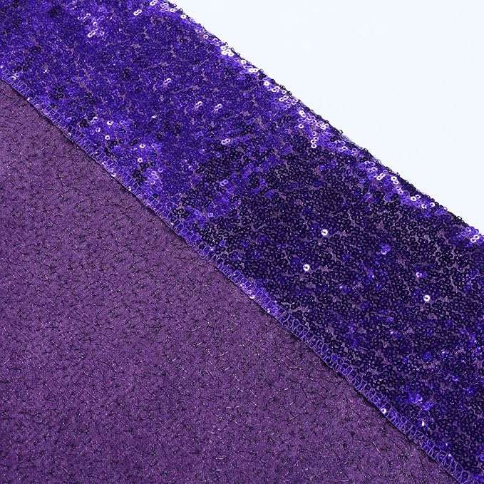 SquarePie 2 PCS 2x8ft Purple Sequin Backdrop Curtains, Satin-Backed Shimmering Photo Booth Background, 2 Panels Narrow Real Sequin Drapes with 4" Rod Pocket for Party, Baby Shower, Doorway Decor