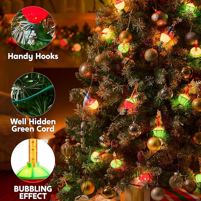 Joiedomi Christmas Bubble String Light - Traditional Bubbles Lights Set 7 Bulbs with 1 Spare Replacement, Old Fashion Vintage Christmas Tree Lighting Decor Holiday Decorations (Multicolor)