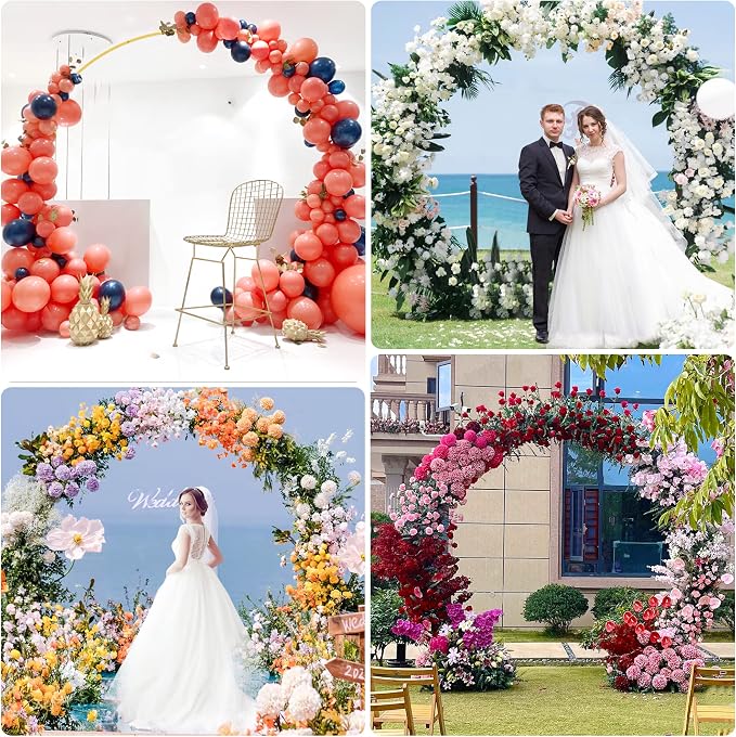 Fomcet 8.5FT Gold Round Backdrop Stand Metal Wedding Arch Stand Circle Balloon Arch Frame for Wedding Birthday Party Anniversary Valentine Ceremony Decorations