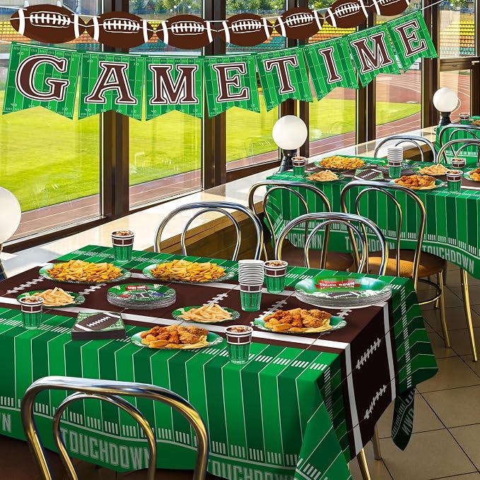 OHOME Football Party Decorations - Super Game Bowl Party Decorations 2027 - Serve 24 - Football Plates Tablecloth Napkins Cups Banner | Football Party Supplies Favors Accessories Birthday Decor