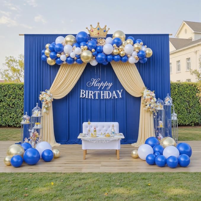20ft×12ft Royal Blue Backdrop Curtain for Wedding Parties,4 Panels Wrinkle Free Polyester Photo Backdrop Drapes Back Drop Cloth for Birthday Photography Background