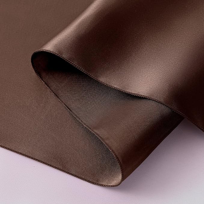 Horbaunal 2 Pack Brown Satin Table Runner 12 x 108 Inch, Smooth Table Runners for Wedding Banquets Birthday Party