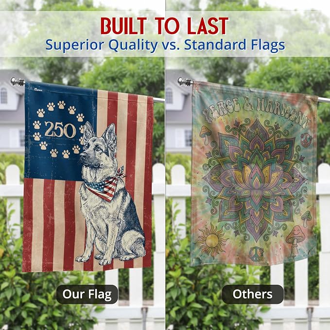 FLAGWIX American 250 Anniversary German Shepherd Flag - Polyester Double-sided House Flags For Outside (29.5" x 39.5") - 4th of July Decorations for Home Yard Garden Decor Banner, Gifts For Men Women