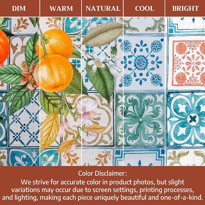 Maison d' Hermine Table Cloth Round Table 100% Cotton 63 Round Inches Tablecloth Reusable Decorative for Dining Kitchen Room Farmhouse Party Home Hotel Restaurant Spring Summer - Agrume