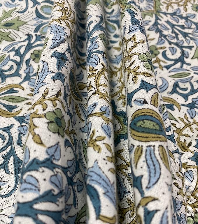 Ridhi Round Tablecloth Hand Block Print 100% Cotton Reusable Indigo Flower 60 Inch Table Cover Decorative Everyday Use for Dining, Home, Party, Wedding, Farmhouse, Party Gift for Spring, Mother's Day