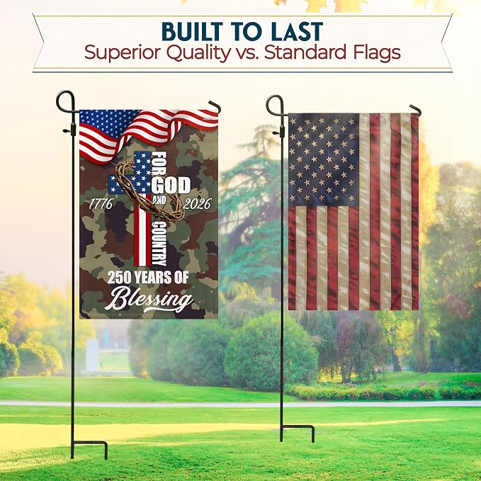 FLAGWIX American 250 Years of Blessing Flag - Polyester Double-sided Yard Flags For Outside Garden Flag (11.5" x 17.5") - 4th of July Memorial Day Decorations, Gifts For Men Veteran Army Military