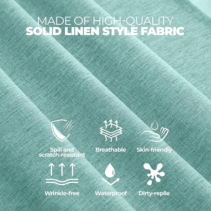 Decorelia Waterproof Round Linen Texture Tablecloth 60 inch, Decorative Farmhouse Tablecloths Anti-Scratch Table Cover for Holiday, Banquet, Dining& Kitchen Table (60 Inch, Round (2-4 Seats), Aqua)