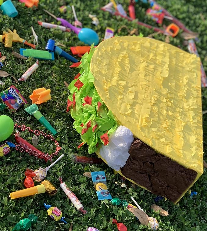 Jergrim Taco Tuesday Piñata 4-piece set 16x11x3 inches, Great for Taco Bout Parties, Decorations, Birthday pinata, Mexican Fiesta Bash, Cinco de Mayo, fits Candy/Favors