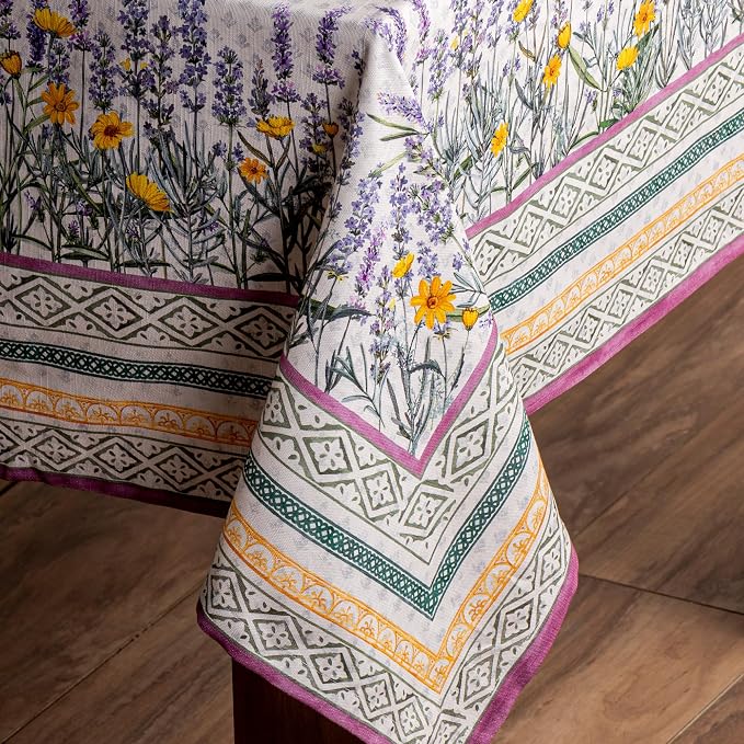 Maison d' Hermine Table Cloth Rectangle Table 100% Cotton 70 x 108 Inches Tablecloth Reusable Decorative for Dining Kitchen Room Farmhouse Party Home Hotel Restaurant Spring Summer - Fanny Lavender