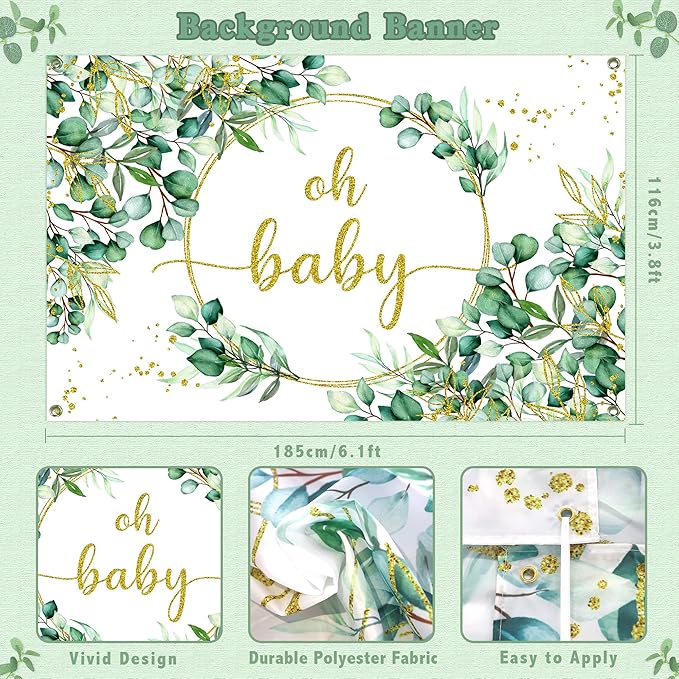 263 Pc Sage Green Baby Shower Decorations Boy Or Girl, Gender Neutral Mint Balloons Garland Kit, BABY Boxes, Oh Baby Backdrop Banner, Olive Green Baby Shower Decor, Woodland Safari Jungle