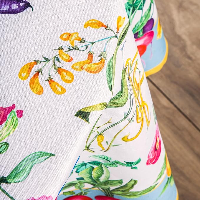 Maison d' Hermine Table Cloth Round Table 100% Cotton 63 Round Inches Tablecloth Reusable Decorative for Dining Kitchen Room Farmhouse Party Home Hotel Restaurant Spring Summer - Giverny