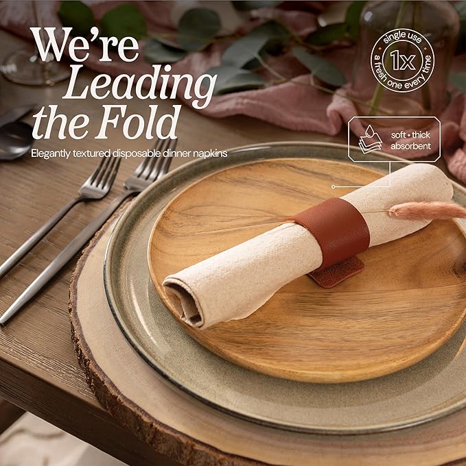 Disposable Cloth-Like Paper Napkins, 1000 Pack 12" x 17" Linen-Feel Natural Color Dinner Napkins For Wedding, Party, Kitchen Or Bathroom