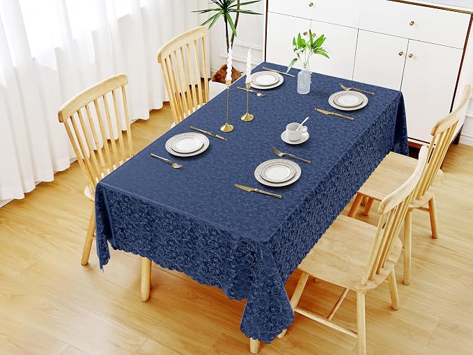 Smiry Rectangle Table Cloth, Waterproof Heavy Duty Vinyl Tablecloths, Wipeable Washable Table Cover for Kitchen and Dining Room (Dark Blue, 60" X 120")
