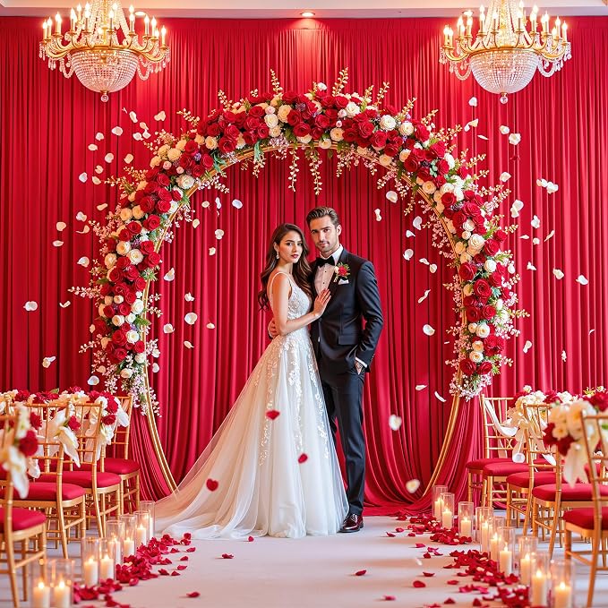 40ft x 15ft Red Backdrop Curtain Panels for Weddings - Wrinkle-Free Polyester Photo Drapes for Birthday Party, Photography Background, Stage Decor