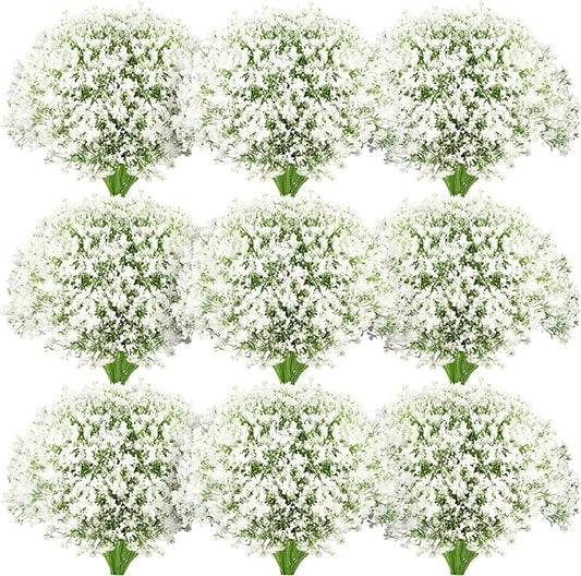 Ysleen 200 Pieces Artificial Flowers Plastic Baby Breath Flowers Faux Gypsophila DIY Floral Bouquets Arrangement Baby Breath Wedding Party Decoration for Party Home Office Garden Decor (White)