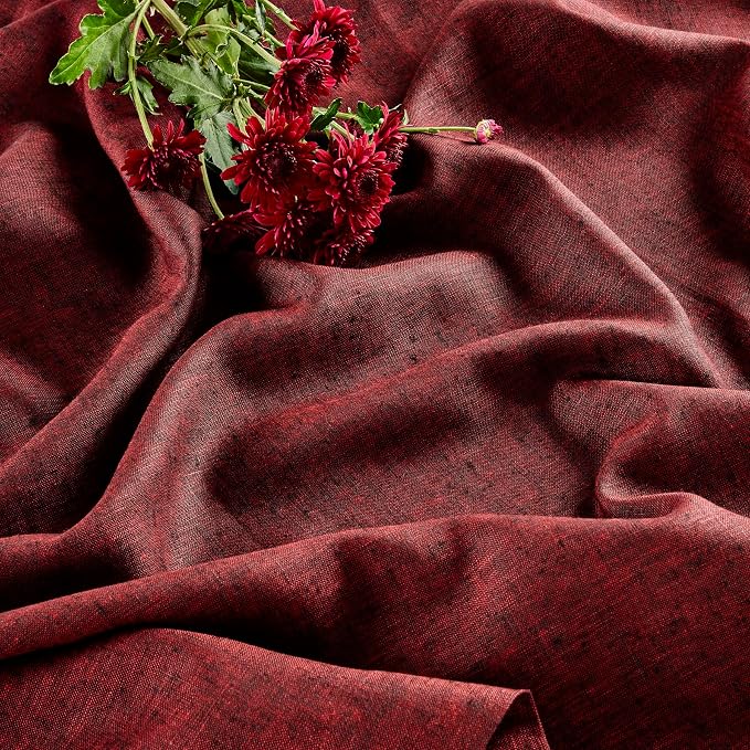 Solino Home Linen Red Garnet Tablecloth 60 x 156 Inch - Athena, 100% Pure Linen Rectangle Tablecloth - Machine Washable Table Cloth