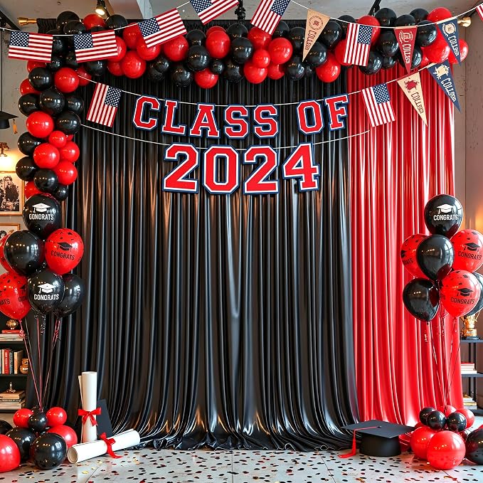 40x10ft Red Glitter Backdrop Curtain for Parties, Wrinkle Free Satin Photo Backdrop Drapes 8 Panels 5x10FT Shimmer Back Drop Cloth for Wedding Birthday Baby Shower Photography Background Decor