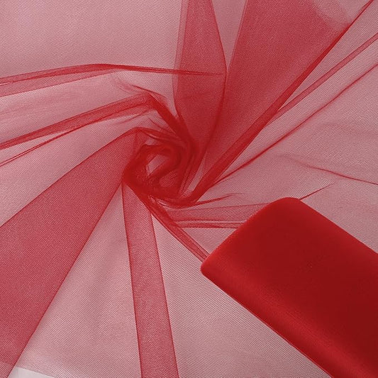 Red Tulle Tape Roll 54 Inch x 10 Yards for DIY Crafts Weddings Sewing DIY Projects Gift Wrap and More - Multiple Colours of Tulle mesh