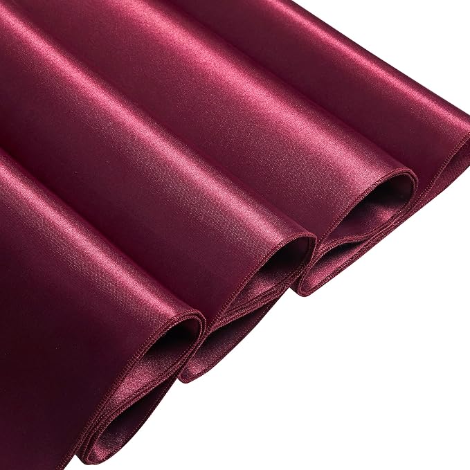 6 Pack Satin Table Cover Rectangle Silkly Soft Table Cloth, Satin Dining Table Cloths for Wedding Banquet Table Decoration, Dining Room, Indoor and Outdoor Use, 60 x 84 Inches, Burgundy