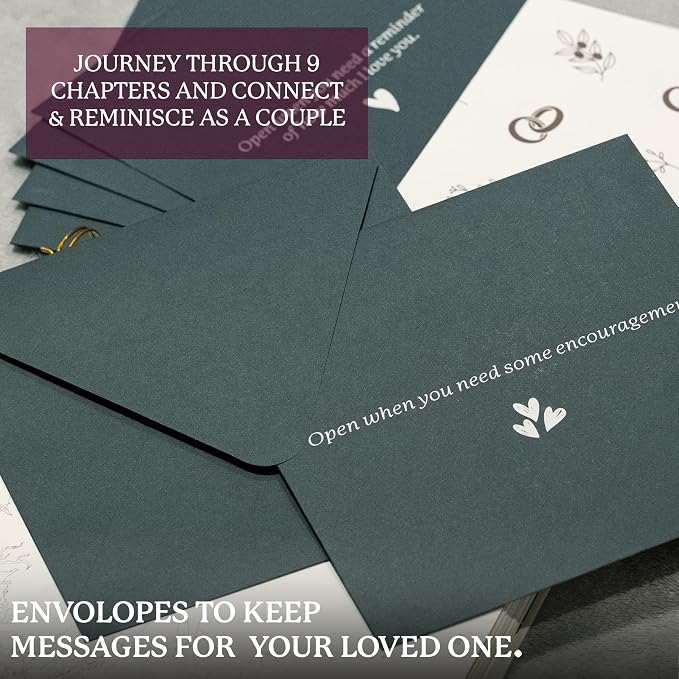 Dingbats* Wedding Anniversary Journal for Couples - Guided Memory Book with Prompts & Envelopes for Love Letters - Thick Paper Spiral Hardcover Marriage Journal Notebook to Record Milestones Each Year