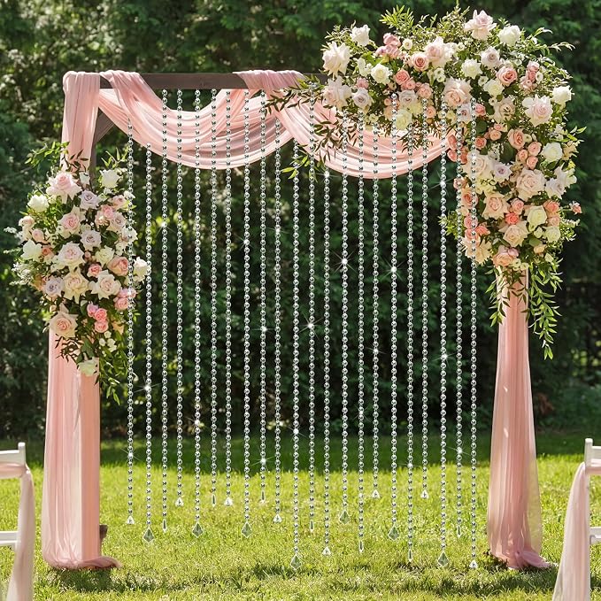 24 Pcs 79 Inch Clear Acrylic Crystal Garland Strands Hanging Crystal Strings Decoration Chandelier Beaded Chain Ornament Beaded Garland Curtain for Wedding Party Manzanita Tree Centerpiece