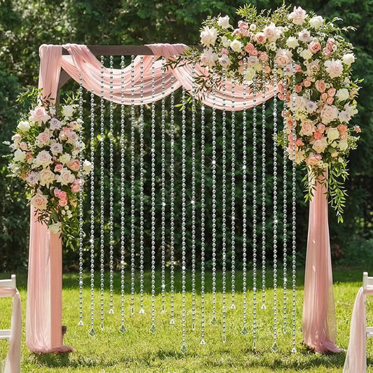 24 Pcs 79 Inch Clear Acrylic Crystal Garland Strands Hanging Crystal Strings Decoration Chandelier Beaded Chain Ornament Beaded Garland Curtain for Wedding Party Manzanita Tree Centerpiece