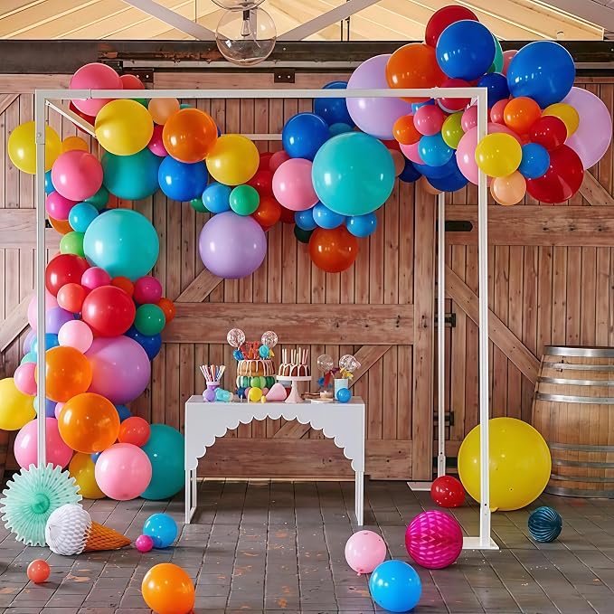 Multicolor Summer Balloon Arch Kit, Assorted Color Blue Purple Orange Green Pink Gold Birght Rainbow Balloon Garland, Colorful Neon Balloons for Kids Hawaiian Tropical Pool Birthday Party Decorations