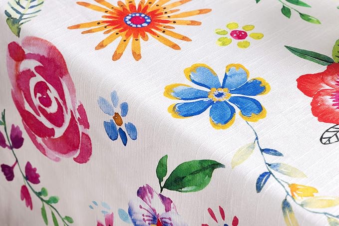 Maison d' Hermine Table Cloth Rectangle Table 100% Cotton 60 x 90 Inches Tablecloth Reusable Decorative for Dining Kitchen Room Farmhouse Home Hotel Restaurant Spring Summer - Happy Florals - Sweety