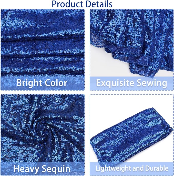 12 Packs 12 X 72 Inch Sequin Table Runner Glitter Dining Table Runner for Birthday Wedding Engagement Bridal Baby Shower Bachelorette Holiday Celebration Party Supplies Decorations (Royal Blue)